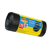 Мешки для мусора 240 л, черные, в рулоне 10 шт., ПНД 40 мкм, 1250х1000 мм, Крепак, 4607075710153 в Обнинске