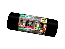 Мешки для мусора 240 л, ароматизированные, черные, в рулоне 10 шт., ПВД 45 мкм, 1300х930 мм, PREMIUM+, 24010830 в Обнинске