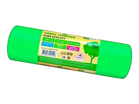Мешки для мусора 240 л, ароматизированные, биоразлагаемые, зеленые, в рулоне 10 шт., ПВД 40 мкм, 1500х1100 мм, PURE ECOLOGY, bio24010120 в Обнинске