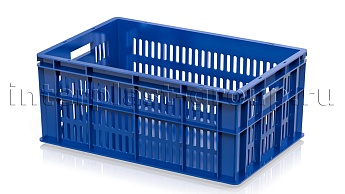 Ящик для молока, мяса, овощей и фруктов большая перфорация дно сплошное синий в Обнинске