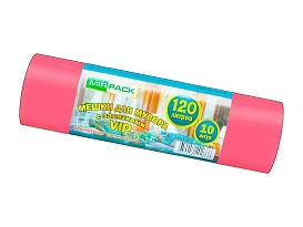 Мешки для мусора 120 л, с завязками, красные, в рулоне 10 шт., ПНД, 15 мкм, 800х750 мм, VIP, Z12010red в Обнинске