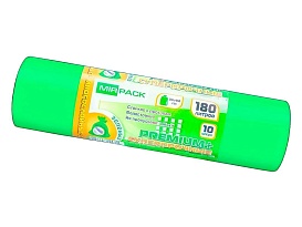 Мешки для мусора 180 л, ароматизированные, зеленые, в рулоне 10 шт., ПВД, 35 мкм, 1100х930 мм, PREMIUM+, 180105301 в Обнинске