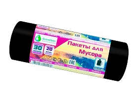 Мешки для мусора 30 л, черные, в рулоне 20 шт., ПНД, 7 мкм, 600х500 мм, MIRPACK Classik, 302040 в Обнинске