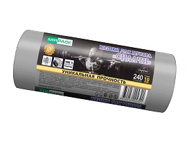 Мешки для мусора 240 л, ароматизированные, серые, в рулоне 10 шт., ПВД 40 мкм, 1500х1100 мм, СИЛАЧИ, sil240111101 в Обнинске