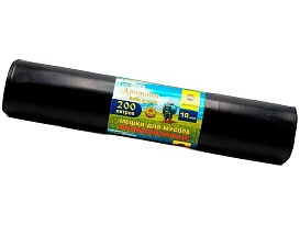 Мешки для мусора 200 л, ароматизированные, черные, в рулоне 10 шт., ПВД, 100 мкм, 1200х800 мм, Добрыня, Dob20010black в Обнинске