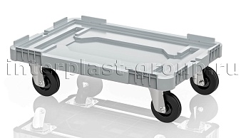 Тележка пластиковая сплошная без тормозов усиленная серая в Обнинске Тележка пластиковая сплошная без тормозов усиленная серая в Обнинске