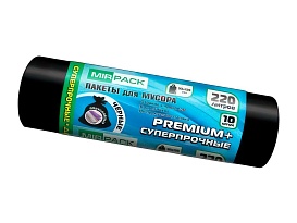 Мешки для мусора 220 л, черные, в рулоне 10 шт., ПВД, 45 мкм, 1250х930 мм, PREMIUM+, 2201068 в Обнинске