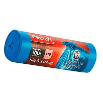 Мешки для мусора 160 л, синие, в рулоне 10 шт., ПВД, 21 мкм, 1200х870 мм, PACLAN Big&Strong, 604075 в Обнинске