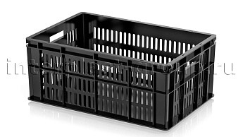Ящик для молока, мяса, овощей и фруктов большая перфорация дно сплошное черный в Обнинске