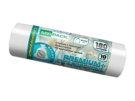 Мешки для мусора 180 л, ароматизированные, белые, в рулоне 10 шт., ПВД, 35 мкм, 1100х930 мм, PREMIUM+, 180105302 в Обнинске