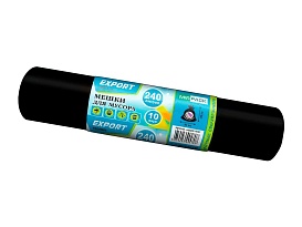 Мешки для мусора 240 л, черные, в рулоне 10 шт., ПВД 80 мкм, 1300х930 мм, EXPORT, exp 24010167 в Обнинске