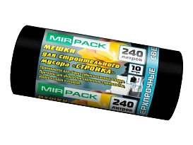 Мешки для мусора 240 л, ароматизированные, черные, в рулоне 10 шт., ПВД 70 мкм, 1300х930 мм, СТРОЙКА, S24010130 в Обнинске