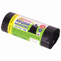 Мешки для мусора 30 л, черные, в рулоне 30 шт., ПНД, 7 мкм, 550х480 мм, Любаша, 608089 в Обнинске