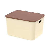 Ящик пластиковый вкладываемый бежевый с коричневой крышкой 410х305х245 мм в Обнинске