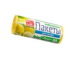 Мешки для мусора 30 л, ароматизированные, Лимон, желтые, в рулоне 20 шт., ПНД, 9 мкм, 560х530 мм, GRIFON Aroma, 101-020 Li в Обнинске Мешки для мусора 30 л, ароматизированные, Лимон, желтые, в рулоне 20 шт., ПНД, 9 мкм, 560х530 мм, GRIFON Aroma, 101-020 Li в Обнинске