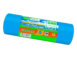 Мешки для мусора 240 л, ароматизированные, синие, в рулоне 10 шт., ПВД 30 мкм, 1300х930 мм, STANDART, 24010661 в Обнинске Мешки для мусора 240 л, ароматизированные, синие, в рулоне 10 шт., ПВД 30 мкм, 1300х930 мм, STANDART, 24010661 в Обнинске