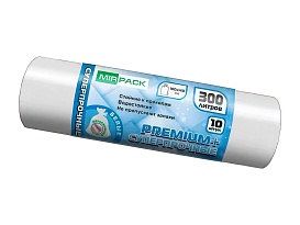 Мешки для мусора 300 л, белые, в рулоне 10 шт., ПВД 70 мкм, 1400х1000 мм, PREMIUM+, 300101602 в Обнинске