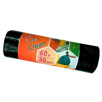 Мешки для мусора 60 л, черные, в рулоне 30 шт., ПНД, 6 мкм, 640х580 мм, Концепция Быта EcoClean, 603890 в Обнинске Мешки для мусора 60 л, черные, в рулоне 30 шт., ПНД, 6 мкм, 640х580 мм, Концепция Быта EcoClean, 603890 в Обнинске