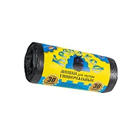 Мешки для мусора 30 л, с ушками, черные, в рулоне 30 шт., ПНД, 8 мкм, 580х460 мм, Крепакоф, 4607075710238 в Обнинске Мешки для мусора 30 л, с ушками, черные, в рулоне 30 шт., ПНД, 8 мкм, 580х460 мм, Крепакоф, 4607075710238 в Обнинске